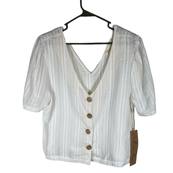 NWT Penelope Project V Neck Button Up Blouse / Short Sleeve Cardigan Size XL - Picture 1 of 7